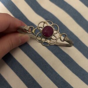Vintage Silver Bracelet with Purple Accent